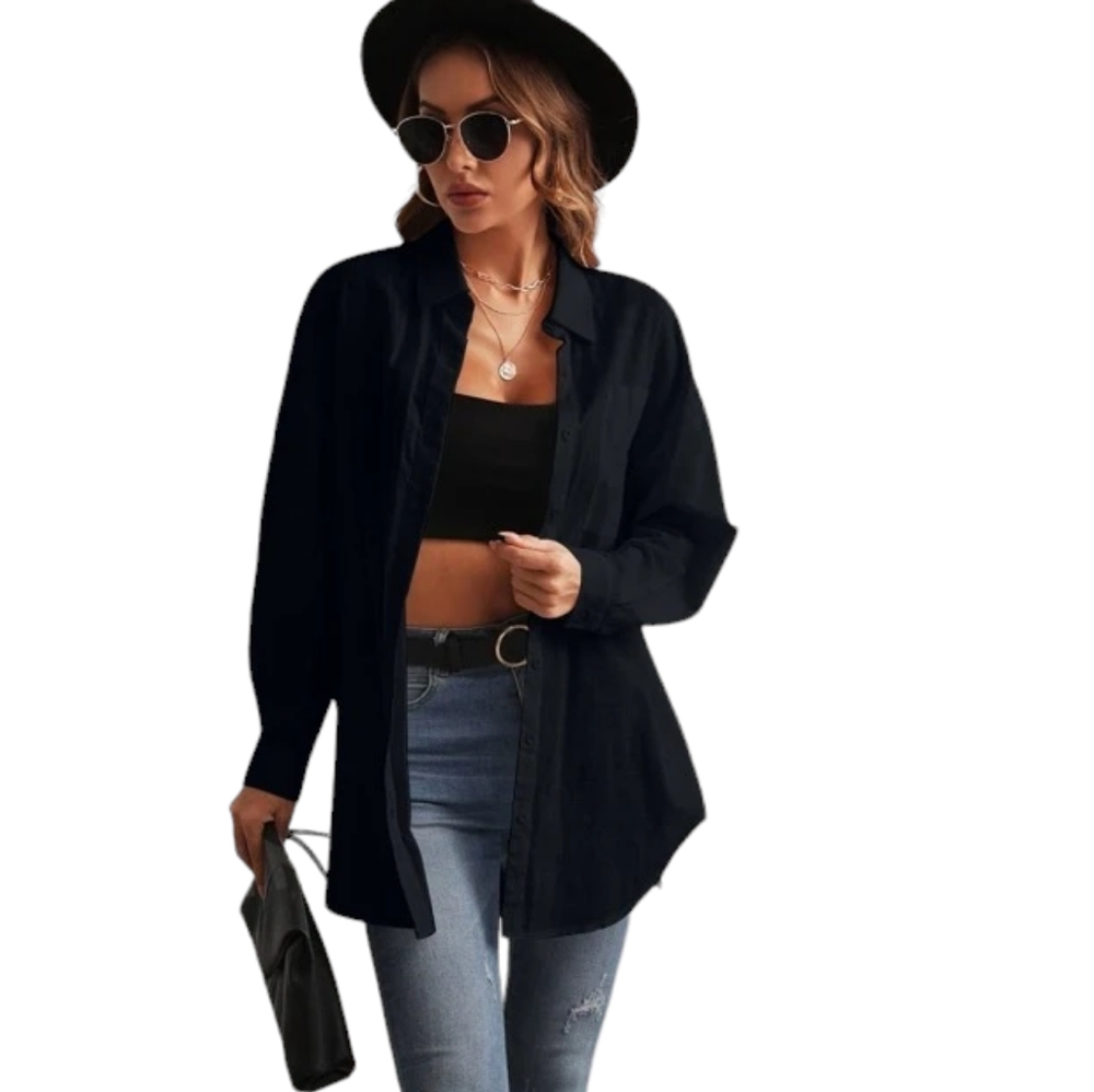 Women's Button-Down Shirt Lg Sleeves & Collar. XS Loose Fit.
